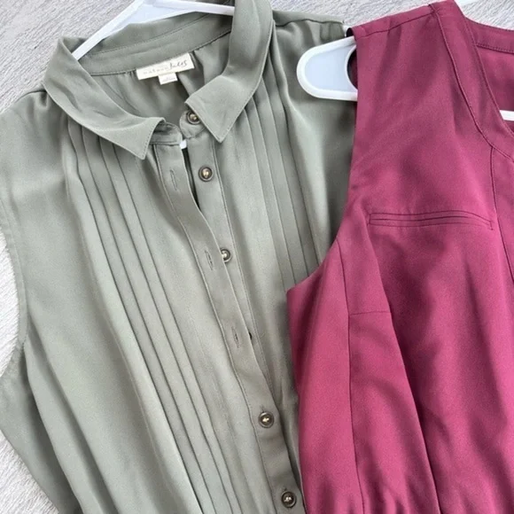 Maison Jules Brand (Set of Two) Green and Maroon Dresses Size Large - Picture 2 of 11